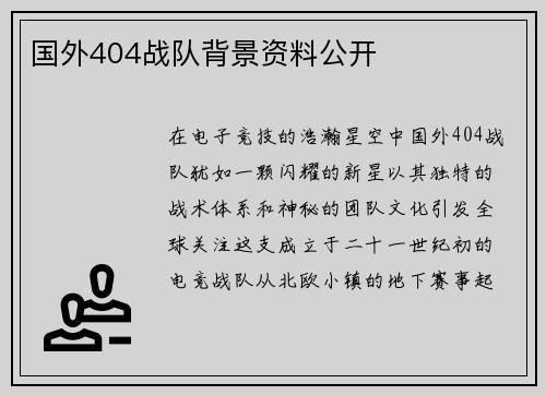 国外404战队背景资料公开